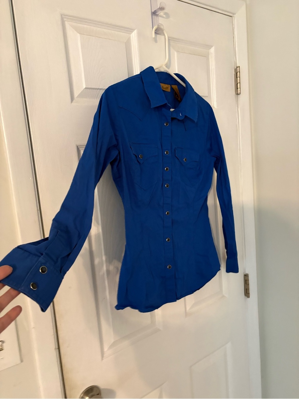 Wrangler Royal Blue Western Snap Shirt M - Picture 3 of 6